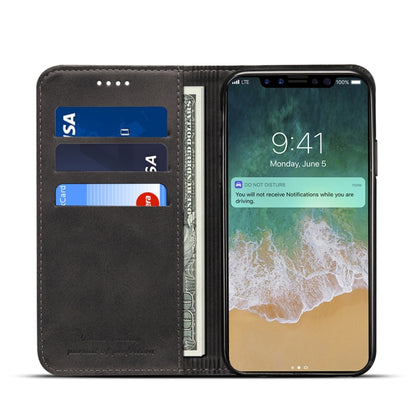 สำหรับ iPhone X / XS Suteni Calf Texture ซองหนังพลิกแนวนอนพร้อมตัวยึดและช่องเสียบการ์ดและกระเป๋าสตางค์, iPhone X / XS