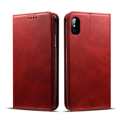 สำหรับ iPhone X / XS Suteni Calf Texture ซองหนังพลิกแนวนอนพร้อมตัวยึดและช่องเสียบการ์ดและกระเป๋าสตางค์, iPhone X / XS