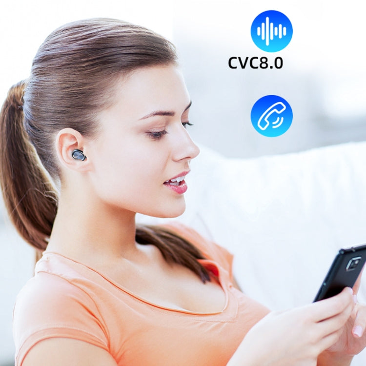263 TWS CVC8.0 หูฟังบลูทู ธ ตัดเสียงรบกวนพร้อมกล่องชาร์จรองรับระบบสัมผัสและจอแสดงผล LED สามหน้าจอแบตเตอรี่และที่วางโทรศัพท์ & Power Bank & การโทรแบบ HD และระบบสั่งงานด้วยเสียง, 263
