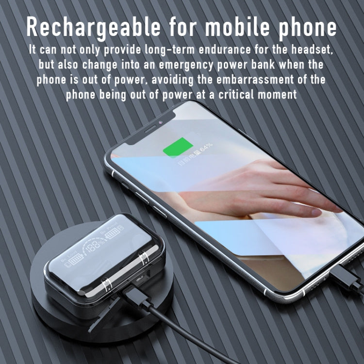 278 TWS หูฟังบลูทูธระบบสัมผัสตัดเสียงรบกวนภายนอกพร้อมกล่องชาร์จ รองรับไฟ LED จอแสดงผลดิจิตอลและไฟหายใจ & การโทรและระบบสั่งงานด้วยเสียง, 278 Black, 278 White