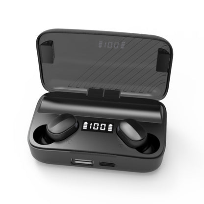 A9 TWS CVC8.0 และ DSP Dual Noise Cancelling หูฟัง Bluetooth พร้อมกล่องชาร์จแม่เหล็กและจอแสดงผลดิจิตอล LED รองรับ Touch & HD Call & Siri & Power Bank, A9