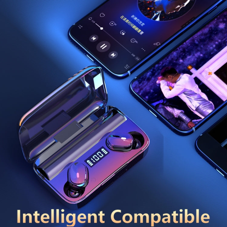 A9 TWS CVC8.0 และ DSP Dual Noise Cancelling หูฟัง Bluetooth พร้อมกล่องชาร์จแม่เหล็กและจอแสดงผลดิจิตอล LED รองรับ Touch & HD Call & Siri & Power Bank, A9