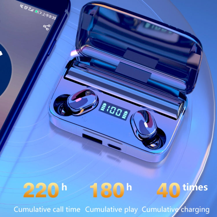 A9 TWS CVC8.0 และ DSP Dual Noise Cancelling หูฟัง Bluetooth พร้อมกล่องชาร์จแม่เหล็กและจอแสดงผลดิจิตอล LED รองรับ Touch & HD Call & Siri & Power Bank, A9