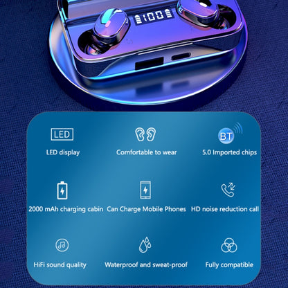 A9 TWS CVC8.0 และ DSP Dual Noise Cancelling หูฟัง Bluetooth พร้อมกล่องชาร์จแม่เหล็กและจอแสดงผลดิจิตอล LED รองรับ Touch & HD Call & Siri & Power Bank, A9