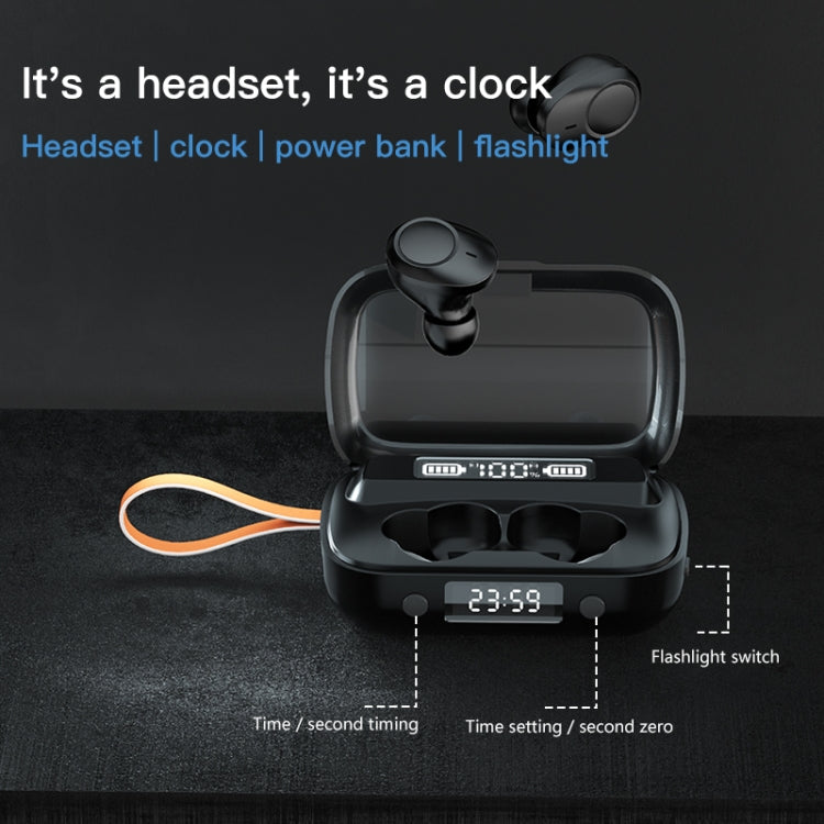 A13 TWS CVC8.0 และ DSP Dual Noise Cancelling หูฟัง Bluetooth แบบสัมผัสพร้อมกล่องชาร์จ, รองรับจอแสดงผลดิจิตอล LED และนาฬิกาและไฟฉายและการโทรแบบ HD และ Siri และ Power Bank, A13