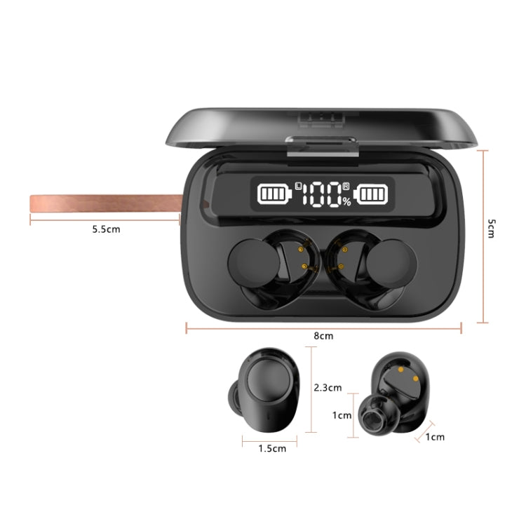 A13 TWS CVC8.0 และ DSP Dual Noise Cancelling หูฟัง Bluetooth แบบสัมผัสพร้อมกล่องชาร์จ, รองรับจอแสดงผลดิจิตอล LED และนาฬิกาและไฟฉายและการโทรแบบ HD และ Siri และ Power Bank, A13