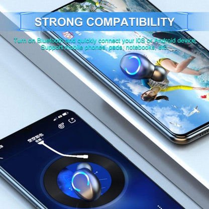 F9-8 TWS CVC8.0 การตัดเสียงรบกวนหูฟังบลูทูธขนาดเล็กแบบสัมผัสพร้อมกล่องชาร์จ รองรับจอแสดงผล LED พลังงานสามหน้าจอและที่วางโทรศัพท์มือถือ & การโทร & ผู้ช่วยเสียง, F9-8
