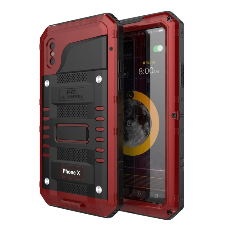 สำหรับ iPhone X / XS กันน้ำกันฝุ่นกันกระแทกโลหะผสมสังกะสี + เคสซิลิโคน, iPhone XS / X