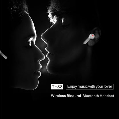 T-88 TWS Bluetooth V5.0 หูฟังสเตอริโอไร้สายพร้อมกล่องชาร์จแม่เหล็ก