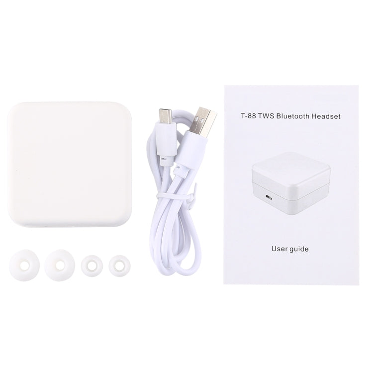T-88 TWS Bluetooth V5.0 หูฟังสเตอริโอไร้สายพร้อมกล่องชาร์จแม่เหล็ก