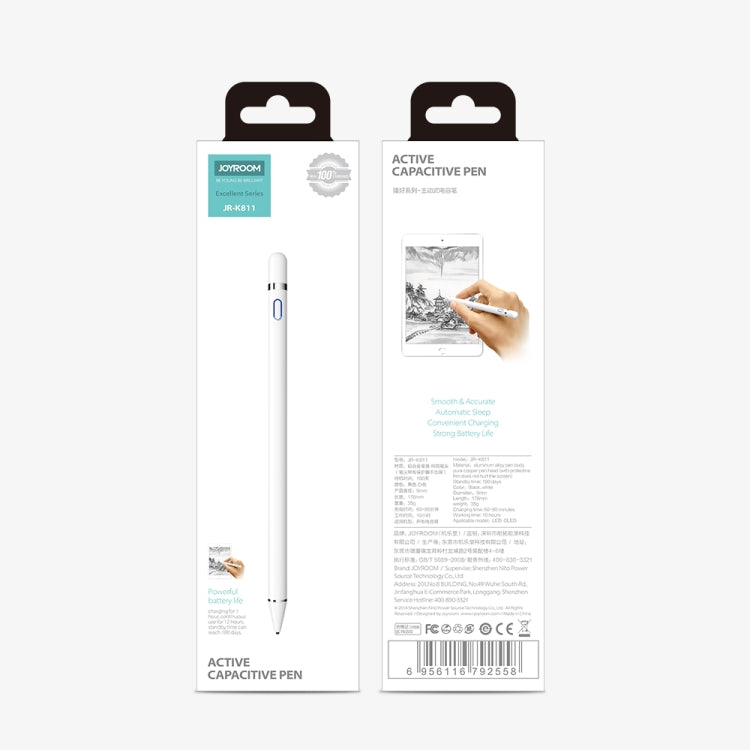 JOYROOM JR-K811 ซีรีส์ยอดเยี่ยม Micro USB ชาร์จปากกาสไตลัส Capacitive ที่ใช้งานพร้อมฝาแม่เหล็กเข้ากันได้กับ Android และ IOS