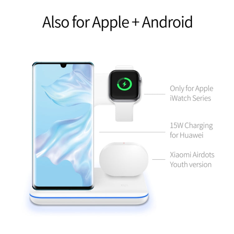 Z5 QI เครื่องชาร์จแม่เหล็กแนวตั้งแบบไร้สายสำหรับโทรศัพท์มือถือและนาฬิกา Apple และ AirPods / Xiaomi Redmi AirDots พร้อมไฟวงแหวนสัมผัส, Z5