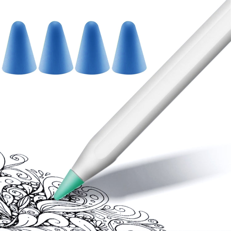 4 ชิ้นฝาครอบ Nib ทนต่อการสึกหรอปิดเสียงสำหรับ Apple Pencil 1/2, Dark Blue, Mint Green, Transparent, White