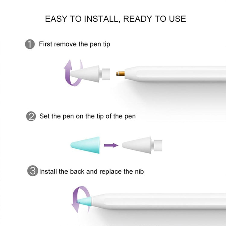 4 ชิ้นฝาครอบ Nib ทนต่อการสึกหรอปิดเสียงสำหรับ Apple Pencil 1/2, Dark Blue, Mint Green, Transparent, White
