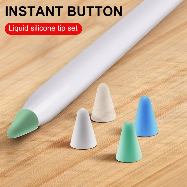 4 ชิ้นฝาครอบ Nib ทนต่อการสึกหรอปิดเสียงสำหรับ Apple Pencil 1/2, Dark Blue, Mint Green, Transparent, White