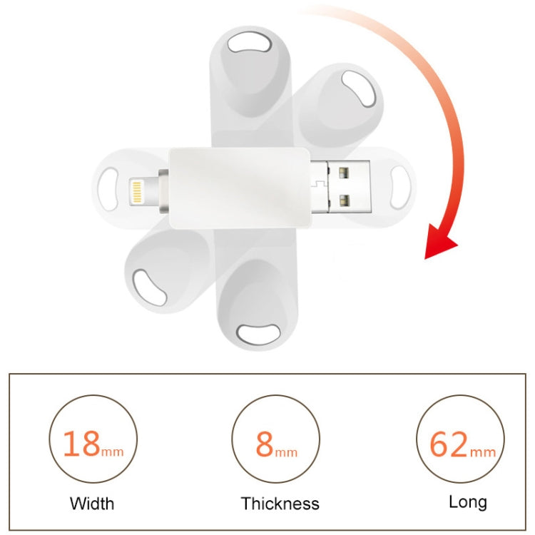 S29 3 in 1 64GB Micro USB + USB + อินเทอร์เฟซ 8 พิน Metal Twister Flash Disk, 64GB