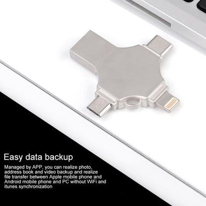 Cross 4 in 1 16GB 8 Pin + Micro USB + USB-C / Type-C + USB 3.0 แฟลชดิสก์โลหะ, 16GB