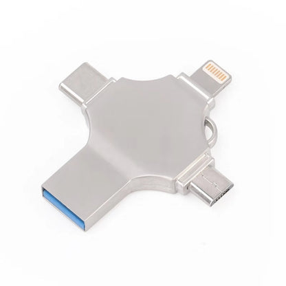 Cross 4 in 1 64GB 8 Pin + Micro USB + USB-C / Type-C + USB 3.0 แฟลชดิสก์โลหะ, 64GB
