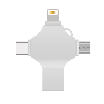 Cross 4 in 1 64GB 8 Pin + Micro USB + USB-C / Type-C + USB 3.0 แฟลชดิสก์โลหะ, 64GB