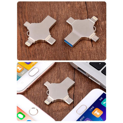 Cross 4 in 1 64GB 8 Pin + Micro USB + USB-C / Type-C + USB 3.0 แฟลชดิสก์โลหะ, 64GB