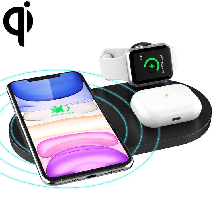 A04 เครื่องชาร์จไร้สายมาตรฐาน Qi มัลติฟังก์ชั่น 3 ใน 1 สำหรับโทรศัพท์มือถือ & iWatch & AirPods