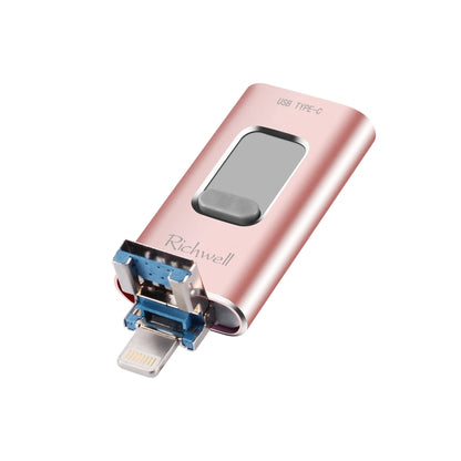 Richwell 3 in 1 16G Type-C + 8 Pin + USB 3.0 Metal Push-pull Flash Disk พร้อมฟังก์ชัน OTG