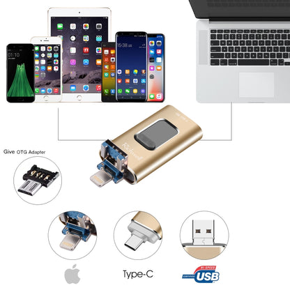 Richwell 3 in 1 64G Type-C 8 Pin USB 3.0 Metal Push-pull Flash Disk พร้อมฟังก์ชัน OTG