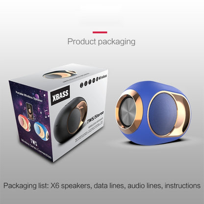 X6 TWS 5W ลำโพงบลูทูธไร้สายเบสกันน้ำกลางแจ้งรองรับการ์ดแฮนด์ฟรี / USB / AUX / TF