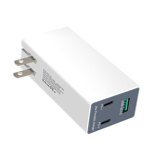 WLX-X3 36W 90 องศาขาพับได้เครื่องชาร์จ USB มัลติฟังก์ชั่นแบบพกพา, ปลั๊ก US