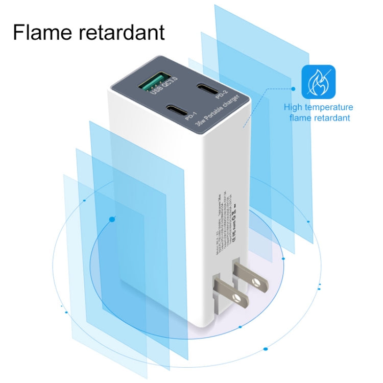 WLX-X3 36W 90 องศาขาพับได้เครื่องชาร์จ USB มัลติฟังก์ชั่นแบบพกพา, ปลั๊ก US