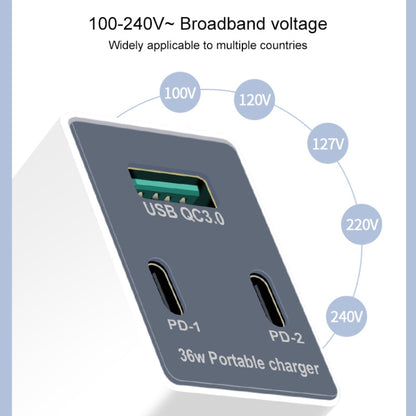 WLX-X3 36W 90 องศาขาพับได้เครื่องชาร์จ USB มัลติฟังก์ชั่นแบบพกพา, ปลั๊ก US