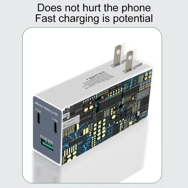 WLX-X3 36W 90 องศาขาพับได้เครื่องชาร์จ USB มัลติฟังก์ชั่นแบบพกพา, ปลั๊ก US