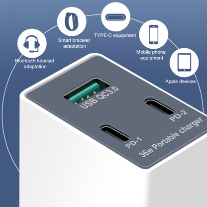 WLX-X3 36W 90 องศาขาพับได้เครื่องชาร์จ USB มัลติฟังก์ชั่นแบบพกพา, ปลั๊ก US