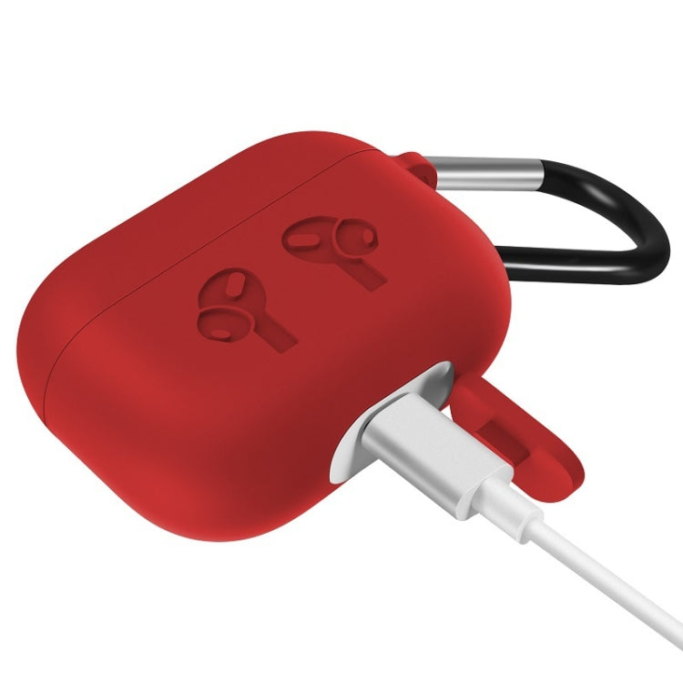 สำหรับ AirPods Pro ซิลิโคนฝาครอบหูฟังเคสป้องกันพร้อมหัวเข็มขัดป้องกันการหล่น, Black, Grey