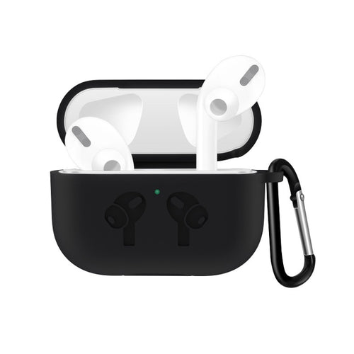 สำหรับ AirPods Pro ซิลิโคนฝาครอบหูฟังเคสป้องกันพร้อมหัวเข็มขัดป้องกันการหล่น, Black, Grey