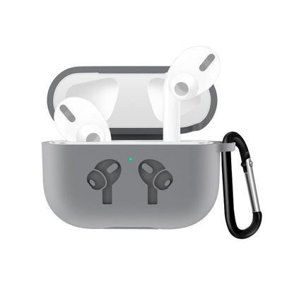 สำหรับ AirPods Pro ซิลิโคนฝาครอบหูฟังเคสป้องกันพร้อมหัวเข็มขัดป้องกันการหล่น, Black, Grey
