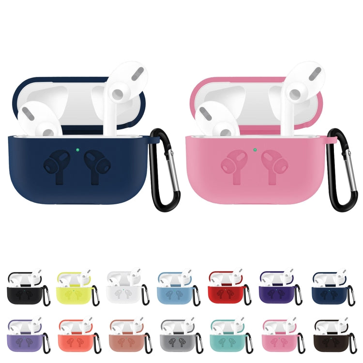 สำหรับ AirPods Pro ซิลิโคนฝาครอบหูฟังเคสป้องกันพร้อมหัวเข็มขัดป้องกันการหล่น, Black, Grey