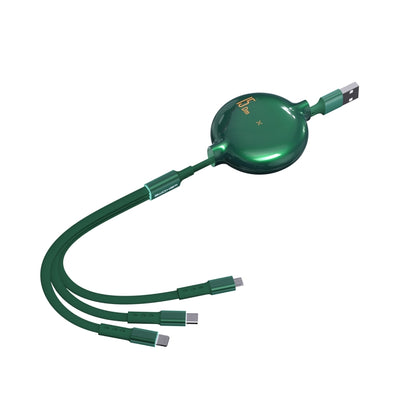 WK WDC124 3A 3 in 1 8 Pin + Type-C / USB-C + Micro USB Bona Series สายชาร์จข้อมูลแบบยืดหดได้ ความยาว: 1.5 ม.