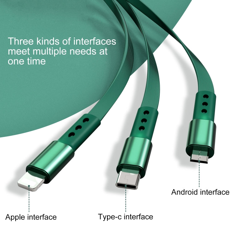 WK WDC124 3A 3 in 1 8 Pin + Type-C / USB-C + Micro USB Bona Series สายชาร์จข้อมูลแบบยืดหดได้ ความยาว: 1.5 ม.