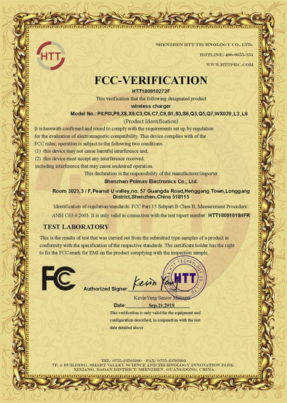 C3 QI Standard Vehicle แท่นชาร์จไร้สายแบบป้องกันการลื่นไถลแบบเร็ว, C3