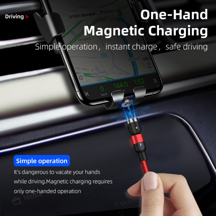 2m 2A เอาต์พุต 3 in 1 USB ถึง 8 Pin + USB-C / Type-C + Micro USB ไนลอนถักหมุนสายชาร์จแม่เหล็ก, 2m 3 in 1, 2m  3 in 1