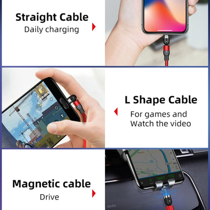 2m 2A เอาต์พุต 3 in 1 USB ถึง 8 Pin + USB-C / Type-C + Micro USB ไนลอนถักหมุนสายชาร์จแม่เหล็ก, 2m 3 in 1, 2m  3 in 1