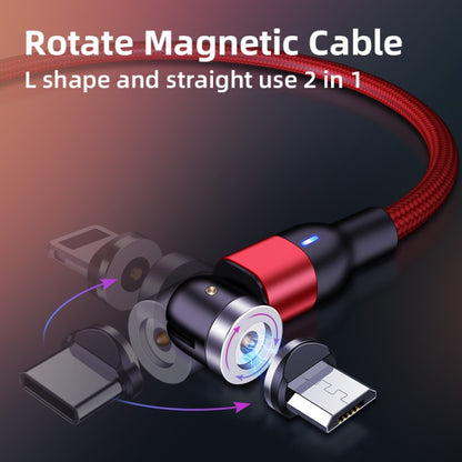 2m 2A เอาต์พุต 3 in 1 USB ถึง 8 Pin + USB-C / Type-C + Micro USB ไนลอนถักหมุนสายชาร์จแม่เหล็ก, 2m 3 in 1, 2m  3 in 1