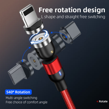 2m 2A เอาต์พุต 3 in 1 USB ถึง 8 Pin + USB-C / Type-C + Micro USB ไนลอนถักหมุนสายชาร์จแม่เหล็ก, 2m 3 in 1, 2m  3 in 1