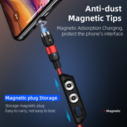 2m 2A เอาต์พุต 3 in 1 USB ถึง 8 Pin + USB-C / Type-C + Micro USB ไนลอนถักหมุนสายชาร์จแม่เหล็ก, 2m 3 in 1, 2m  3 in 1