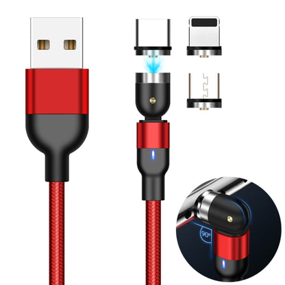 2m 2A เอาต์พุต 3 in 1 USB ถึง 8 Pin + USB-C / Type-C + Micro USB ไนลอนถักหมุนสายชาร์จแม่เหล็ก, 2m 3 in 1, 2m  3 in 1