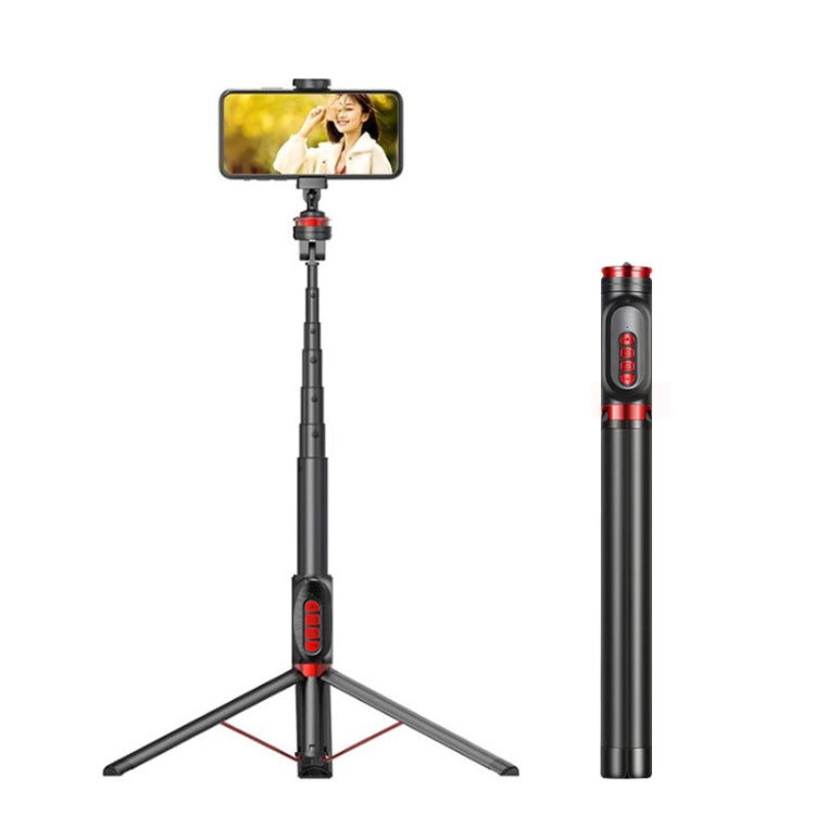 โทรศัพท์มือถืออลูมิเนียมอัลลอยด์ Bluetooth Selfie Stick Live Floor ขาตั้งสามขา ความสูง: 1.8 ม, Height: 1.8m