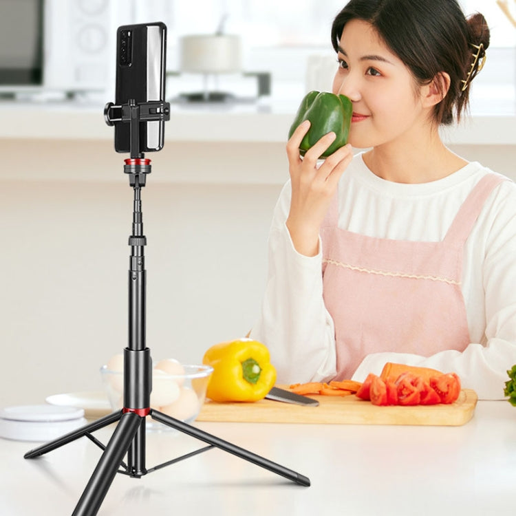 โทรศัพท์มือถืออลูมิเนียมอัลลอยด์ Bluetooth Selfie Stick Live Floor ขาตั้งสามขา ความสูง: 1.8 ม, Height: 1.8m