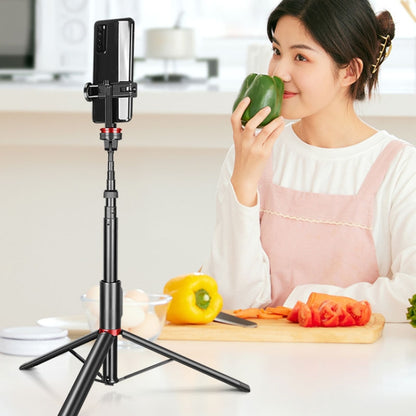 โทรศัพท์มือถืออลูมิเนียมอัลลอยด์ Bluetooth Selfie Stick Live Floor ขาตั้งสามขา ความสูง: 1.8 ม, Height: 1.8m
