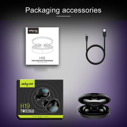 ZEALOT H19 TWS Bluetooth 5.0 Touch หูฟังไร้สายบลูทูธพร้อมกล่องชาร์จแม่เหล็ก, รองรับการโทร HD และการเชื่อมต่ออัตโนมัติ Bluetooth, H19
